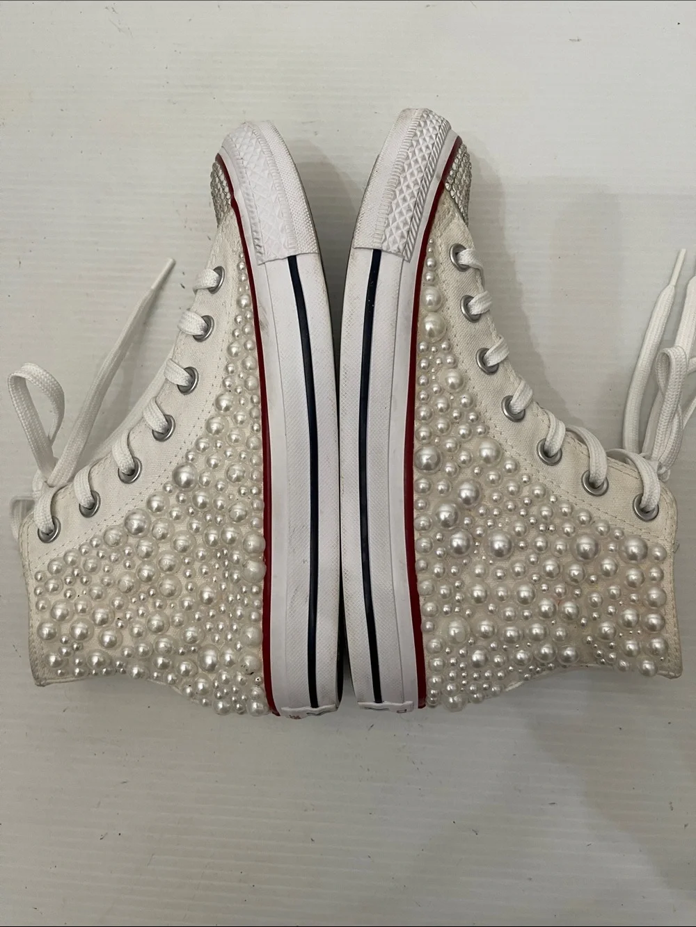 CONVERSE ALL STAR HIGH TOP PEARL SNEAKERS WOMENS SIZE 7 - Picture 13 of 14